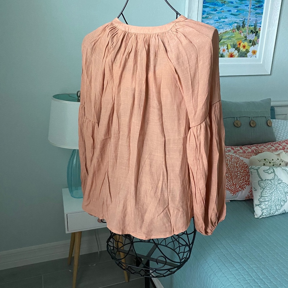 blu pepper Copper Blouse Gorgeous Sleeve Sz S - Picture 4 of 7